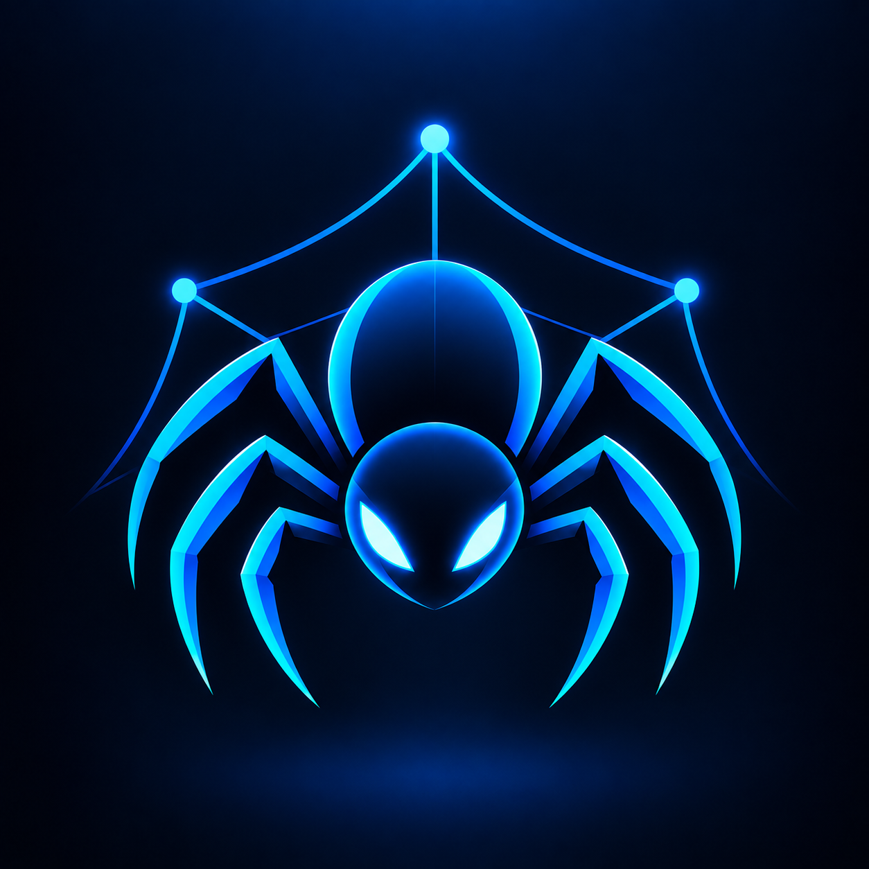Isotipo oficial de Spider Blue: araña azul tecnológica